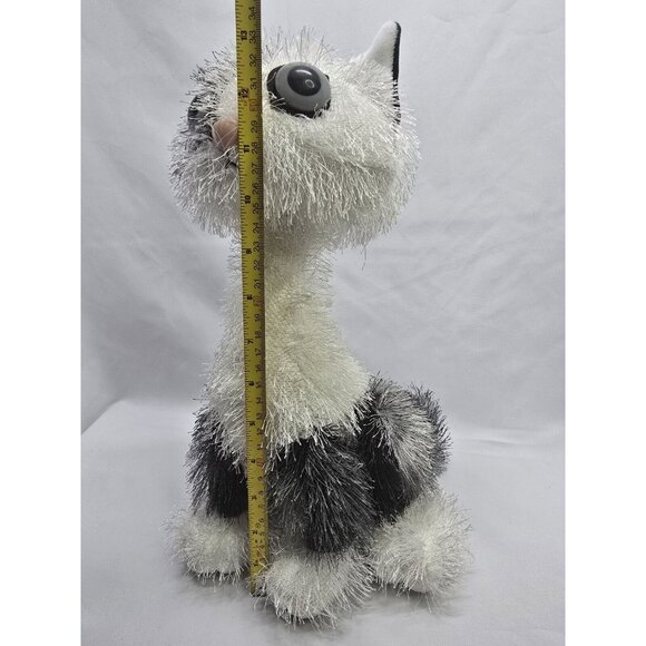 Twisted Whiskers Cat Carlton Card 13" Plush Long Neck Gray White Shaggy Poseable - Picture 7 of 7